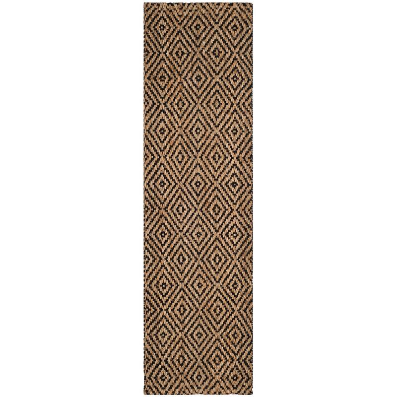 SAFAVIEH Handmade Natural Fiber Svana Jute Rug - 2'3" x 12' Runner - Natural/Black