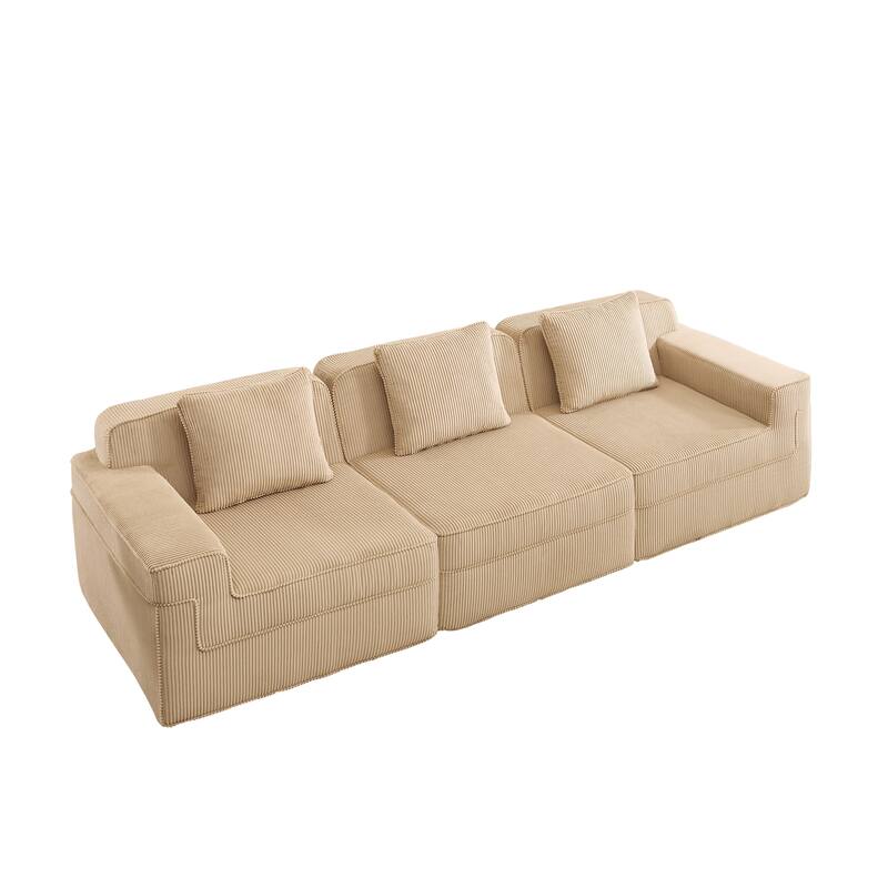 GDFStudio - Modular 3-Seater 117.3" Corduroy Boneless Cloud Sofa