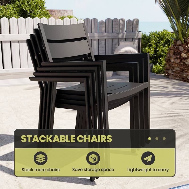 Crestlive Products 9-Piece Outdoor Dining Set Expandable Rectangular Table and Stackable Chairs