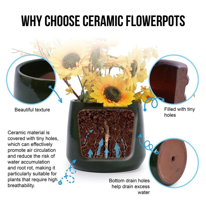 Handmade Ceramic Planter Set of 4 - Perfect for Succulents & Cacti