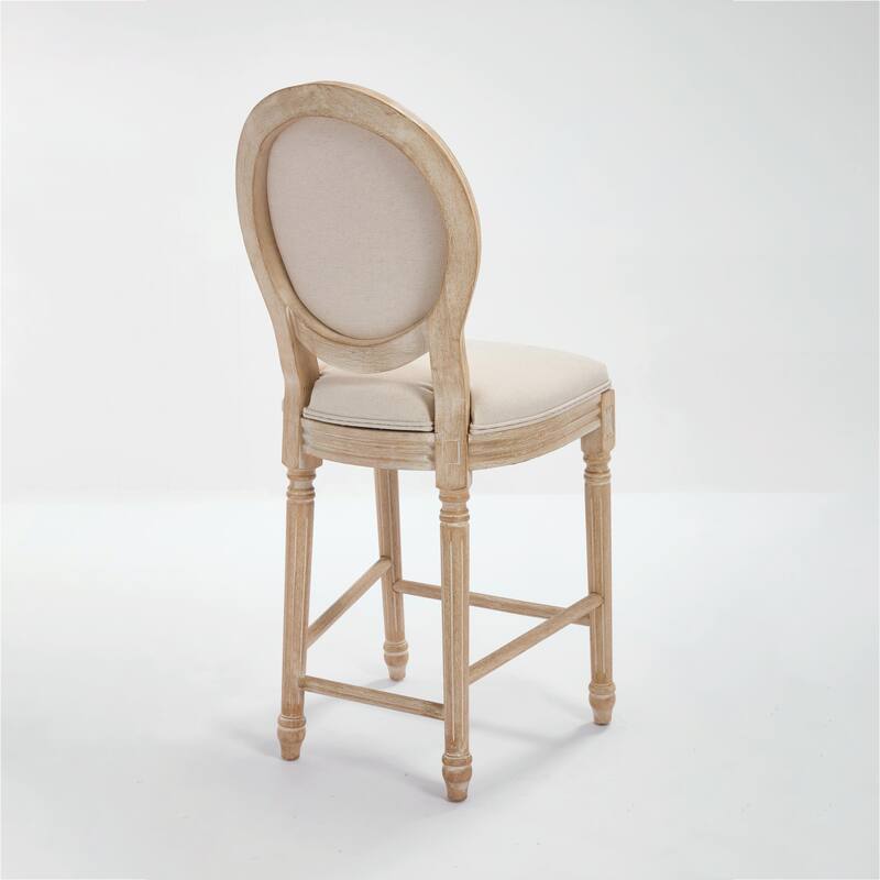 Set of 2 French Country Dining Chairs, Upholstered with Round Back Design