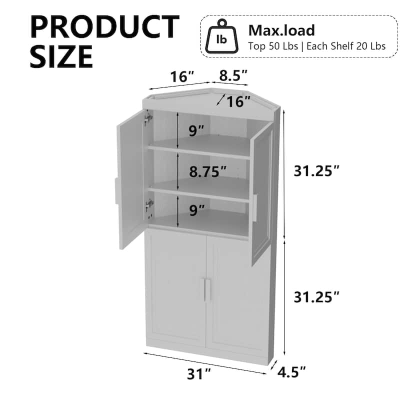 62 " Corner Cabinet Free-Standing Storage Organizer