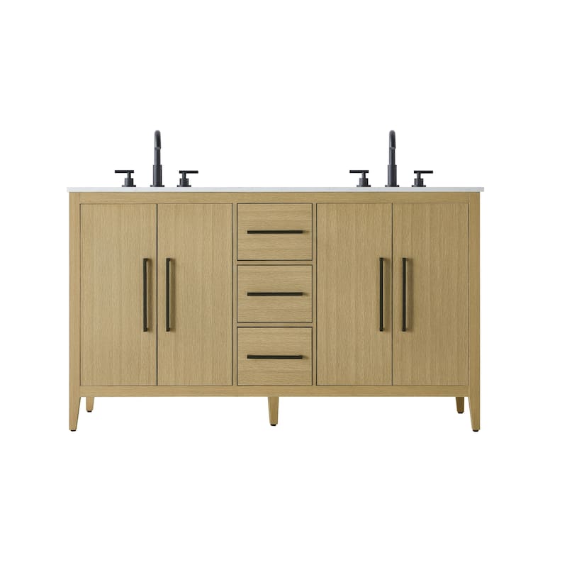 Elegant Lighting VF29360D Millie 60" Free Standing Double Basin Vanity - Honey Brown