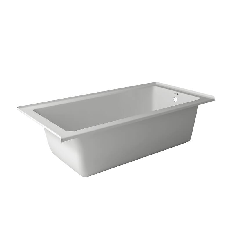 Fine Fixtures Tile-In White Fiberglass/Acrylic Soaking Bathtub with Built-in Tile Flange