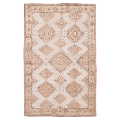 ECARPETGALLERY Hand-knotted Jules Serapi Light Blue Silk Rug - 4'10 x 7'10