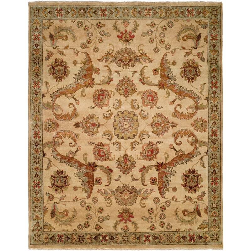 Transitional Brown Hand-Knotted Wool Area Rug - 12' x 15' - Brown