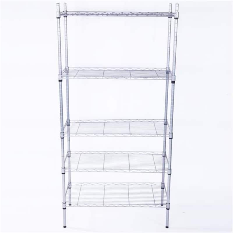 Rectangle Carbon Steel Metal Assembly 5-Shelf Storage Rack - Silver Grey - (29.13 x 13.39 x 59.06)"