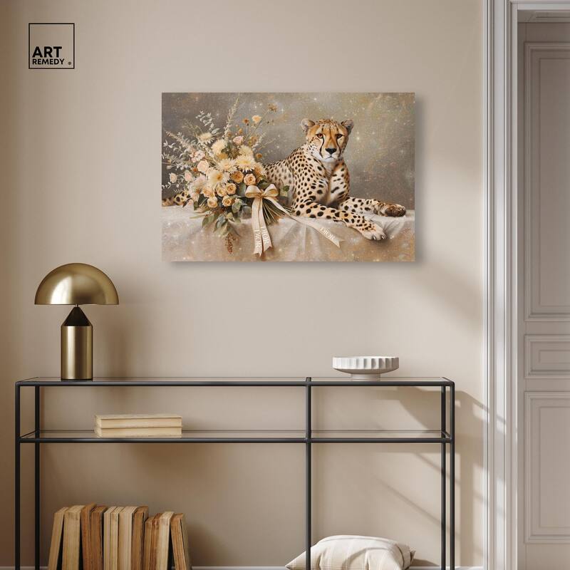 Bouquet Cheetah Canvas by Art Remedy, Gallery Wrapped