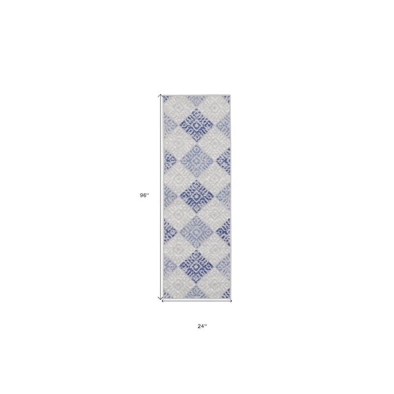 Jotu Distressed Geometric Abstract Modern Non Skid Stain Resistant Area Rug By HomeRoots - 96' X '24' X '0.39