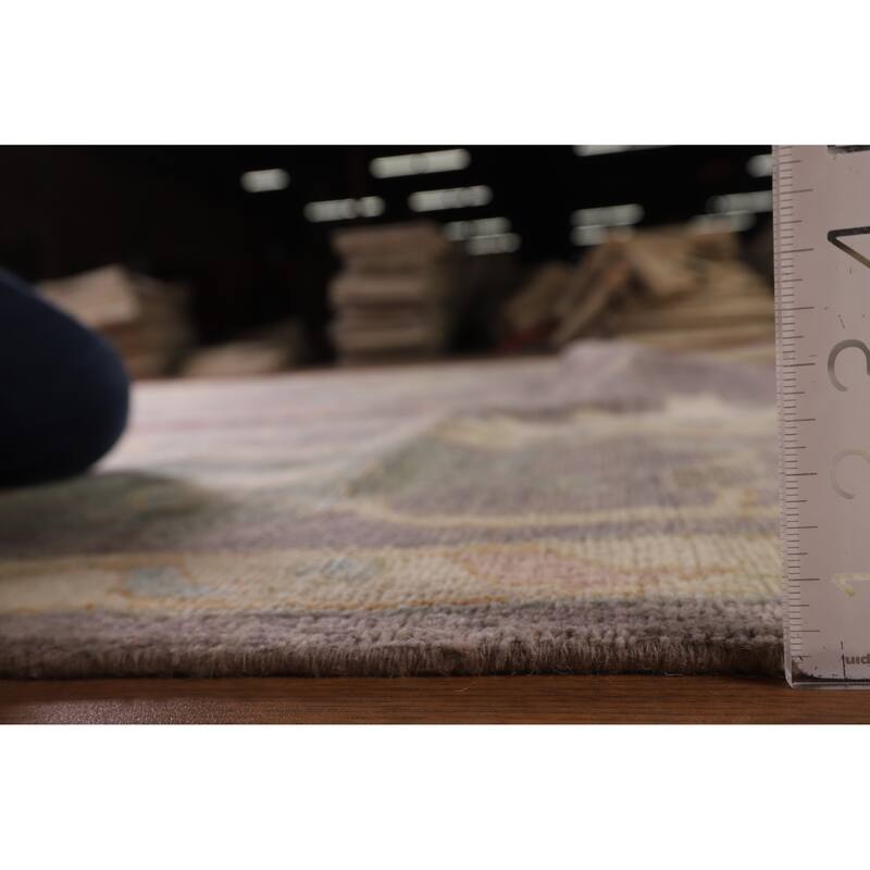 All-Over Gray Oushak Vegetable Dye Large Area Rug Handmade Wool Carpet - 10'0" x 13'9"