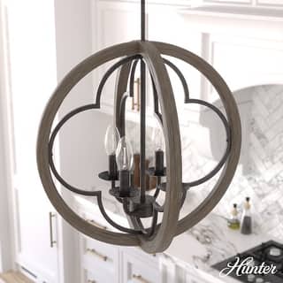 Hunter 19" Gablecrest 4-Light Pendant - Kitchen Island, Dining Room, Entry - Modern Farmhouse, French Country, Distressed