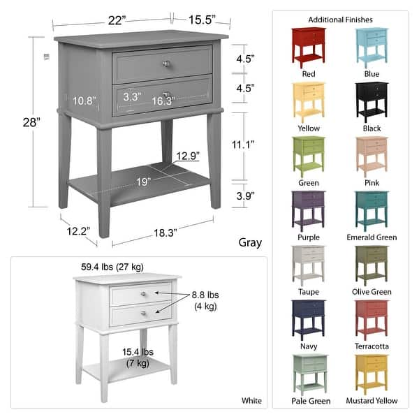 dimension image slide 1 of 3, Avenue Greene Bantum 2-drawer Accent Table