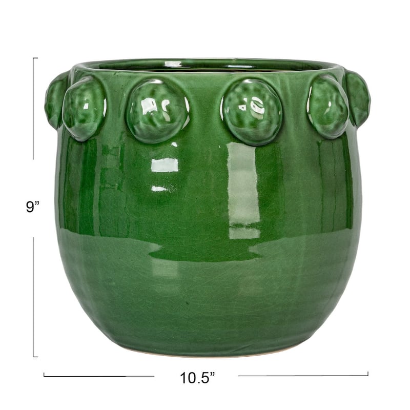Terra-cotta Planter with Raised Dots Design - 10.5"L x 10.5"W x 9.0"H
