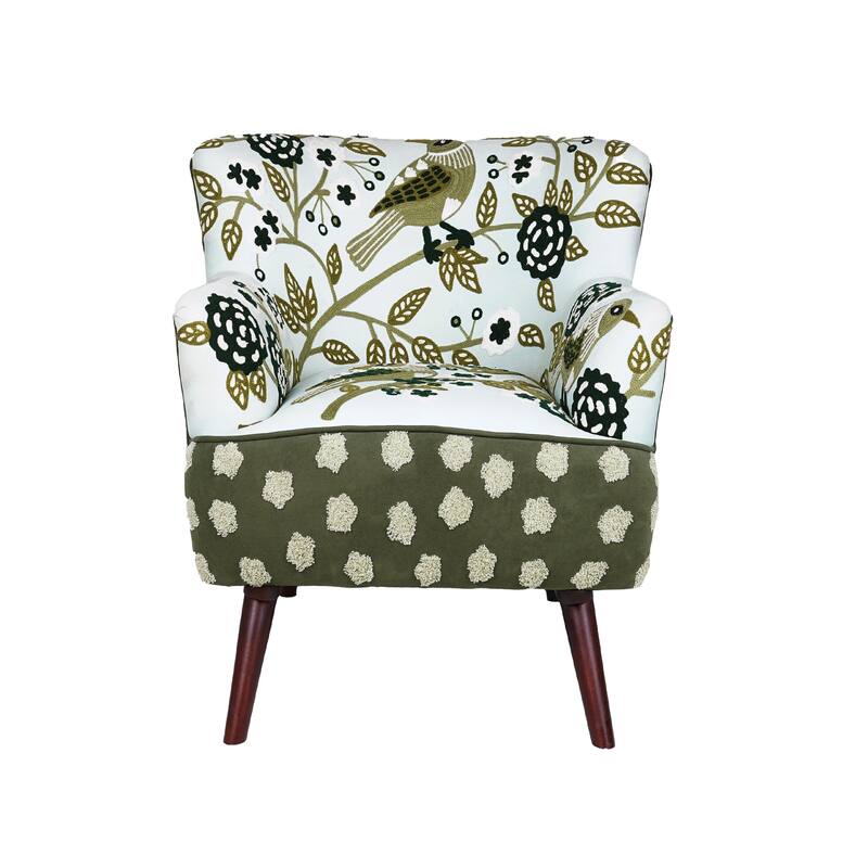 Nico Floral Embroidered Velvet Upholstered Accent Chair by Sevita - 30″ D x 32″ W x 33″ H