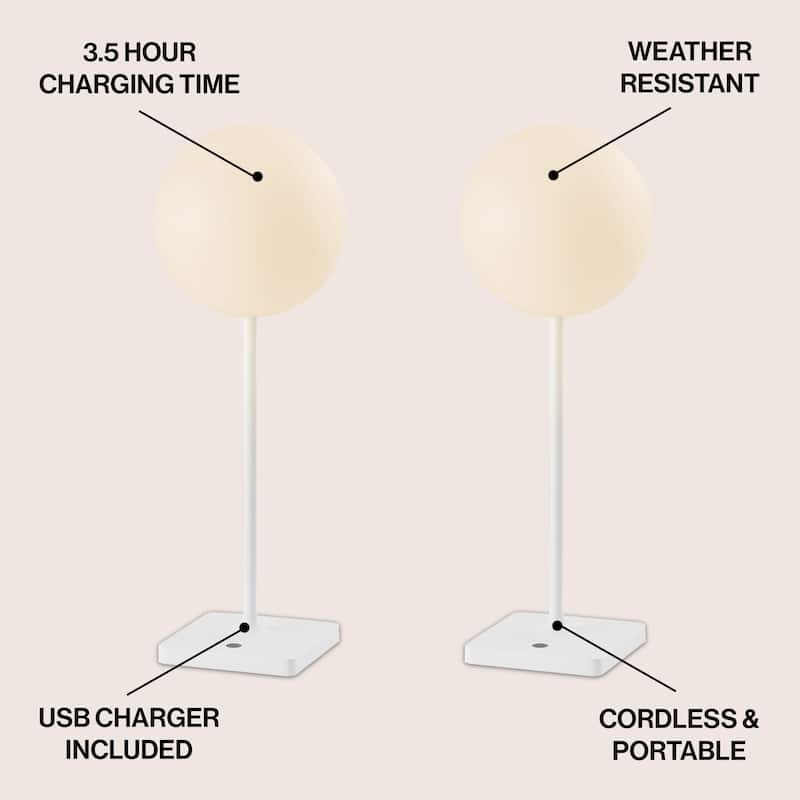 17.5" Modern LED Table Lamp, Dimmable, Cordless, Touch Sensor (Set of 2) - 17.50