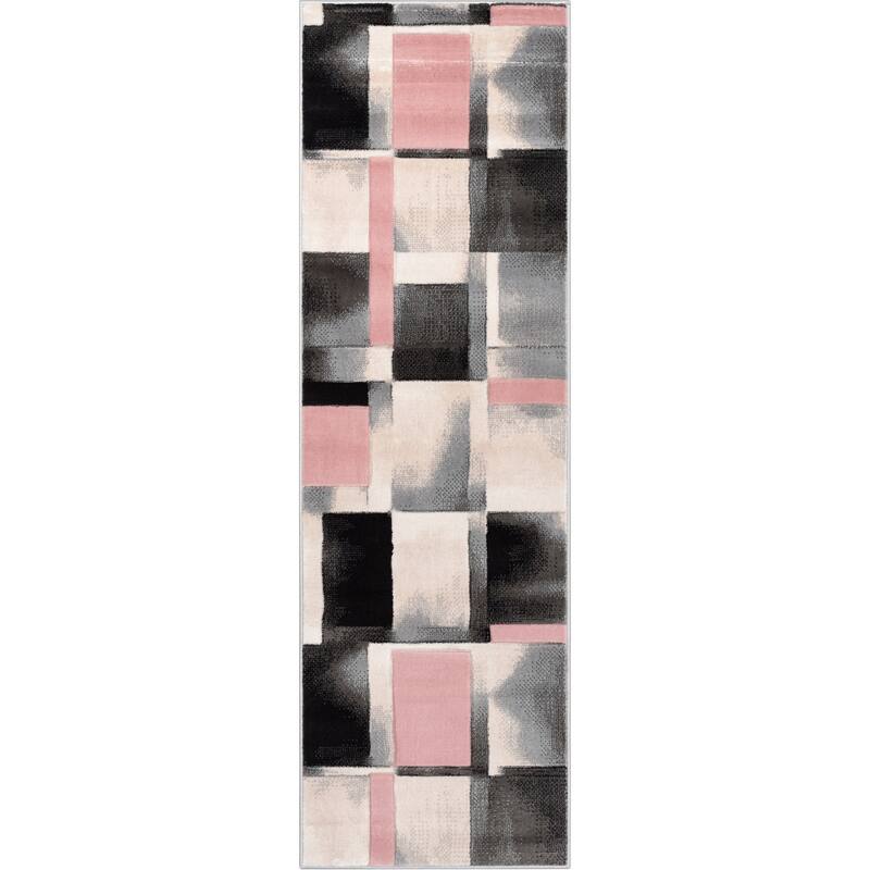 Well Woven Good Vibes Louisa Modern Geometric Area Rug - 2' 7" x 7' 3" - Blush Pink - Runner