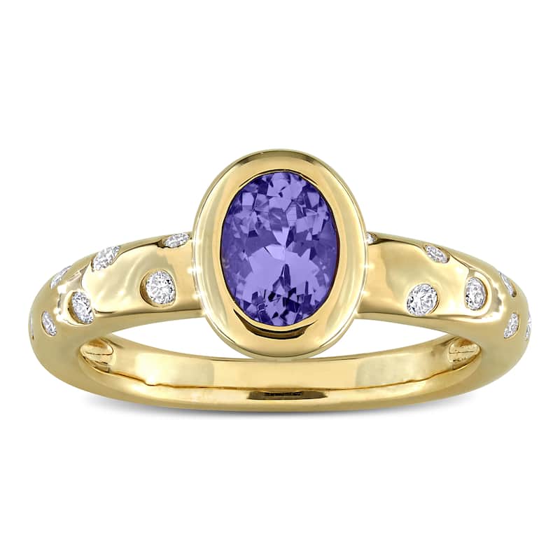 Miadora Gemstone and 1/4ct TDW Diamond Ring in 10k Yellow Gold