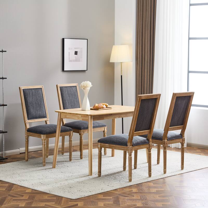 Modern 4 Piece Fabric Dining Chair with Backrest Cushions Wooden Legs for Dining Room Kitchen Living Room Bedroom