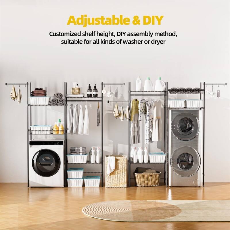 Over Washer and Dryer Shelves - 17.32"D x 57.68"W x 77"H