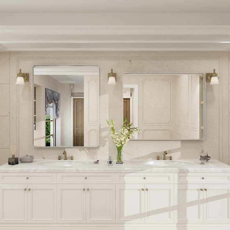 Modern Metal Frame Wall Mounted Bathroom Vanity Mirror