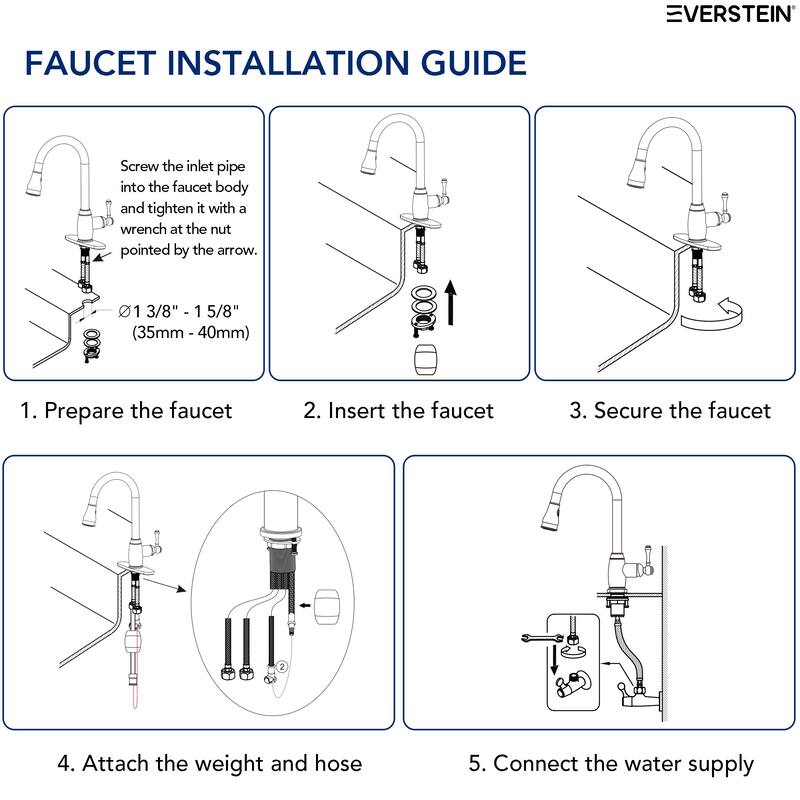 Single Handle Pull Down Sprayer Hot and Cold Kitchen Faucet 360° Spout Swivel with Deckplate