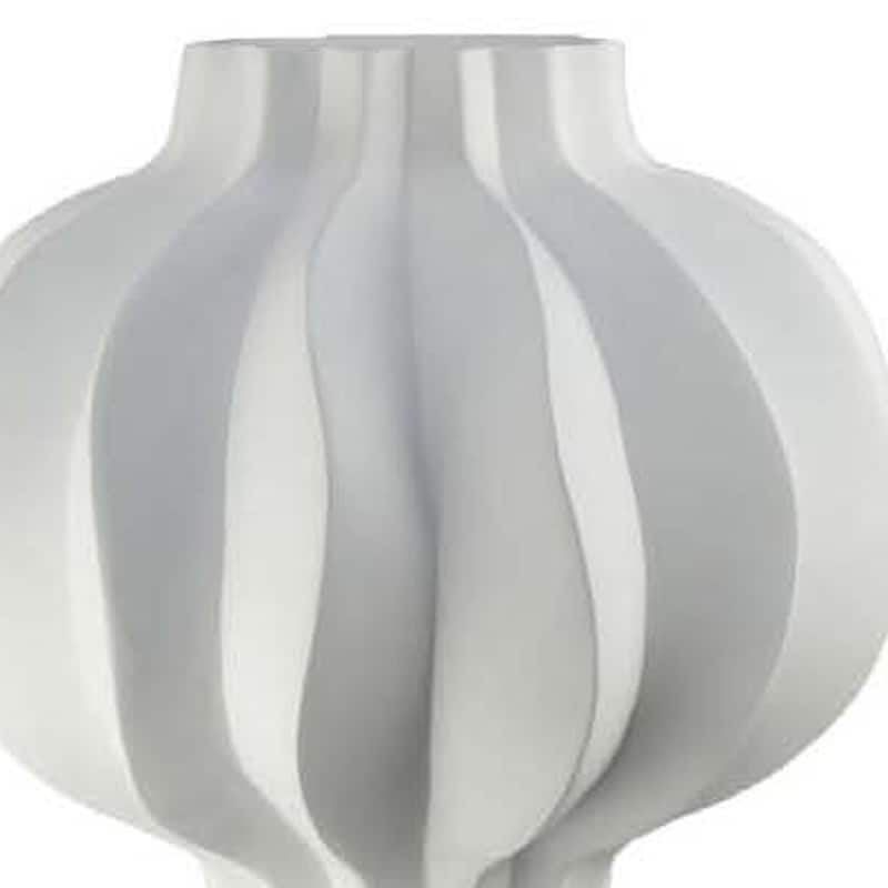 Samo Decorative Vase, Textured Body Bulb Accent, 29 Inch White Resin