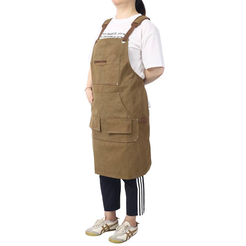 Anmytek Heavy Duty Canvas Work Apron with Pockets for Woodworking Gardening BBQ Men Women