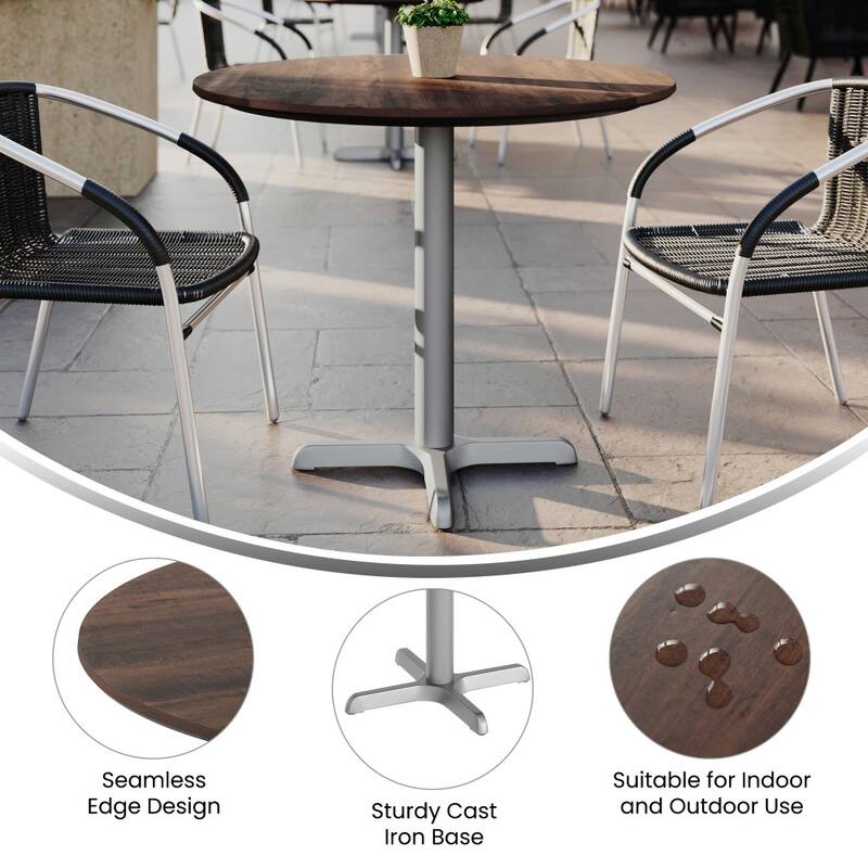 Commercial All-Weather HPL Tabletop with Crisscross Base