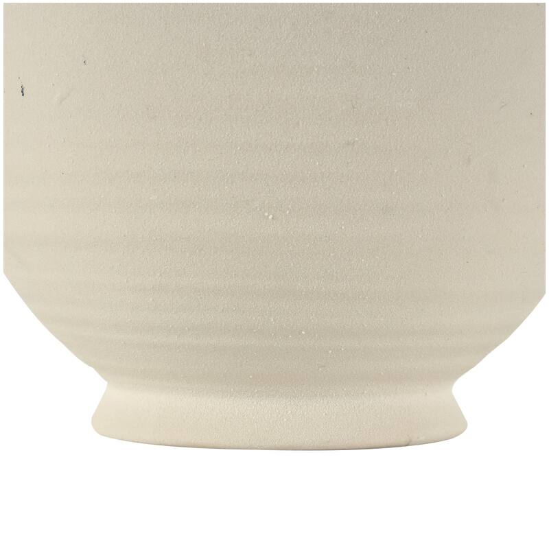 Ceramic Textured Decorative Vase with Ring Handles - Cream - Roche River Decor