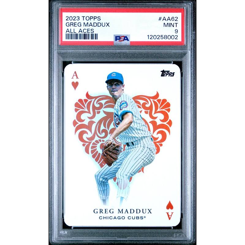 Greg Maddux 2023 Topps All Aces Baseball Card #AA62 Graded PSA 9 Cert # 120258002 - 8' x 11'