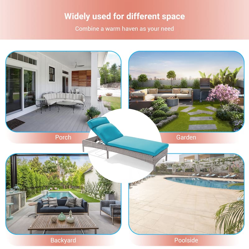 LIVOOSUN Patio Chair Rattan Single Lounge Water-Repellent Cushion