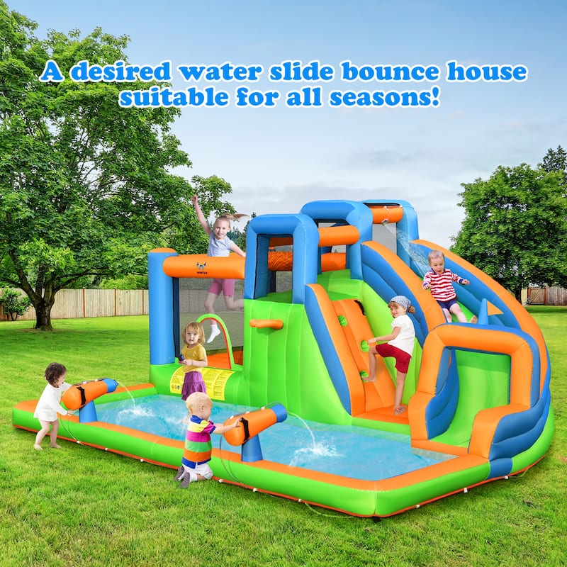 Gymax Inflatable Water Slide Giant Bounce Castle w/ Dual Climbing