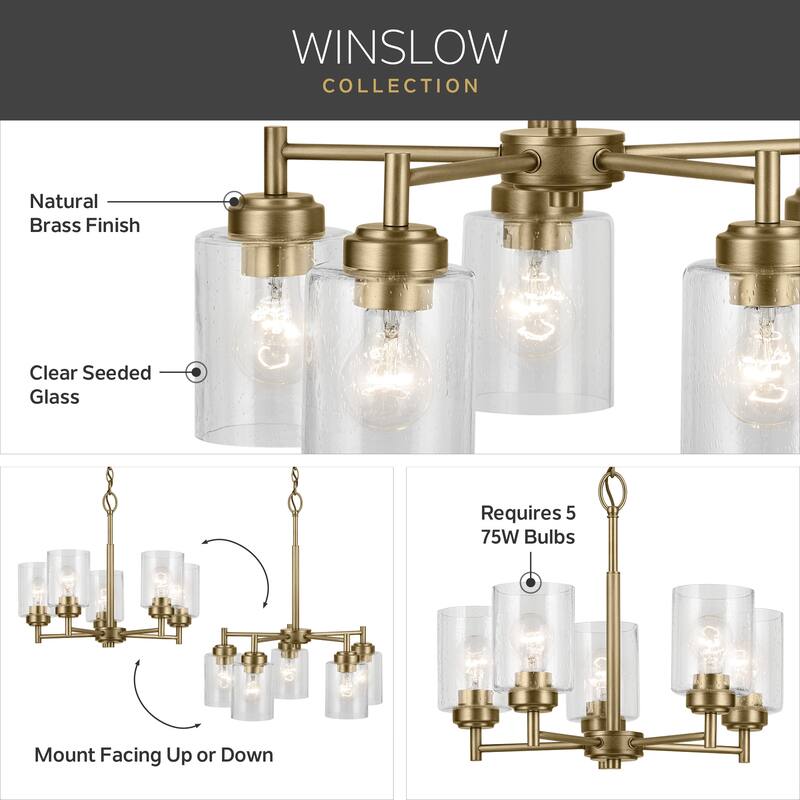 Kichler Lighting Winslow 19.75 in. 5-Light Natural Brass Chandelier - 19.75 in