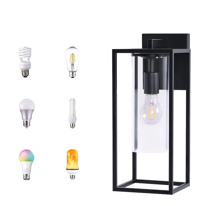 Metal 1-Light Clear Glass Outdoor Wall Sconce Light