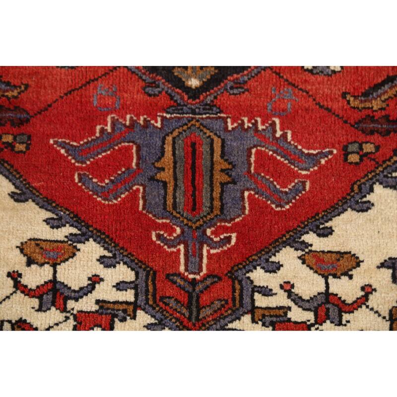 Geometric Heriz Persian Area Rug Handmade Wool Carpet - 5'0"x 6'3"