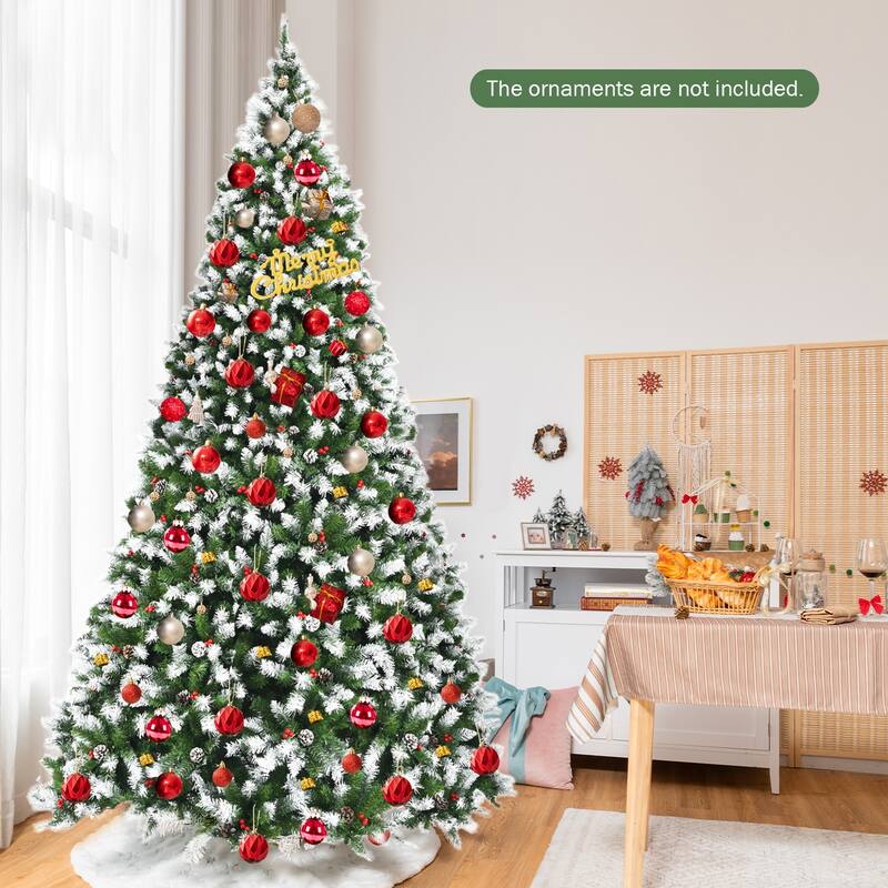 Gymax 6/7.5/9 FT Pre-lit Snow Sprayed Christmas Tree Artificial Xmas - See details