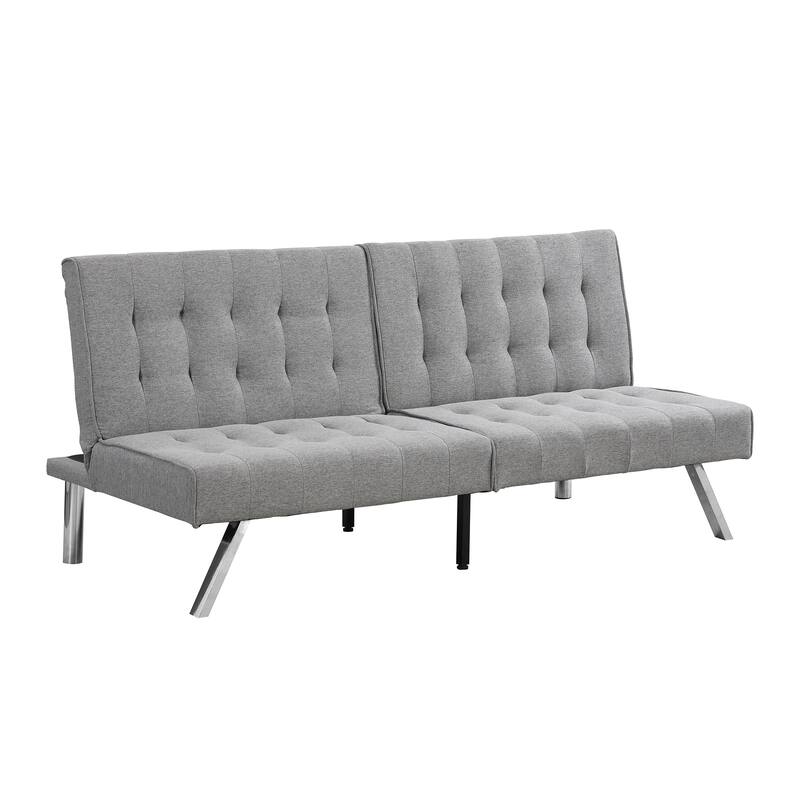 Grey Fabric Futon Sofa Bed, 68x33x32 inches