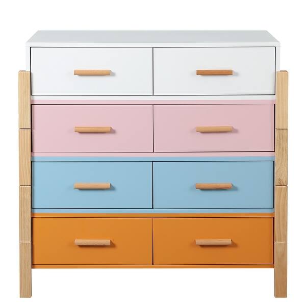 Modern Colorful 8 Drawers Dresser/Cabinet with Wood Handle for Bedroom -  Bed Bath & Beyond - 42294760
