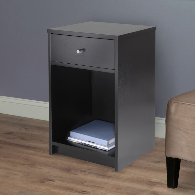 Modern Black Wooden Nightstand Accent Table Perfect for Living Room or Bed Room - 15.75”L x 11.62”W x 23.86”H