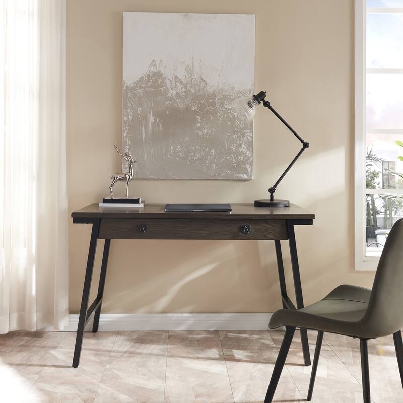 Vogue Computer Desk - Modern Office Desk 48"L - Small Space Workstation - Gray & Black Finish