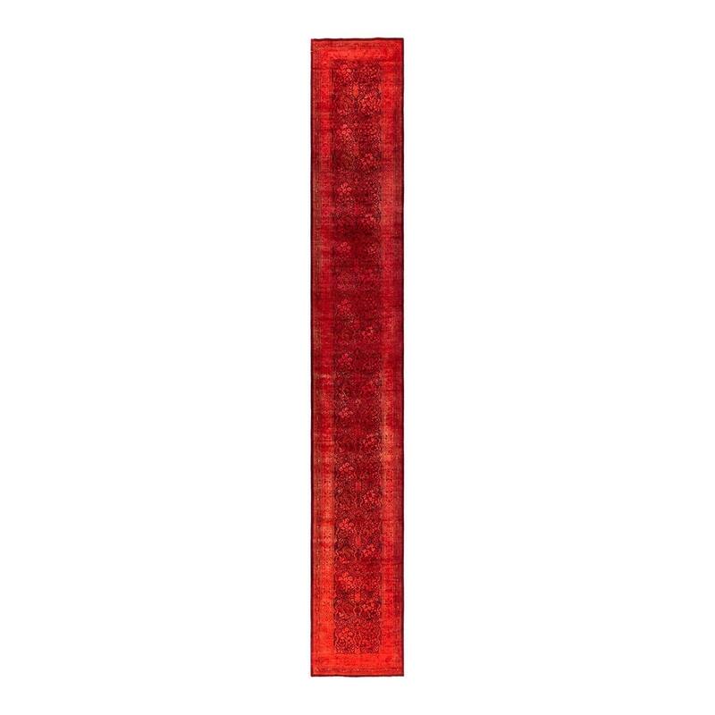 Contemporary Overdyed Wool Hand Knotted Runner - 2' 7" x 18' 6"