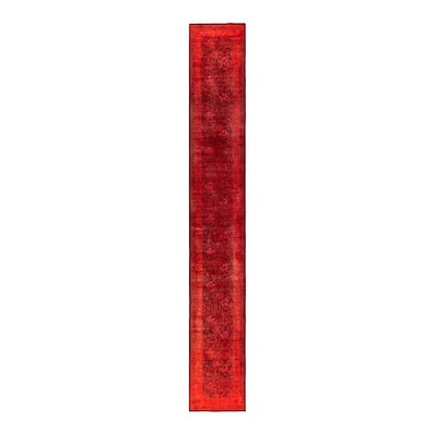 Contemporary Overdyed Wool Hand Knotted Runner - 2' 7" x 18' 6"