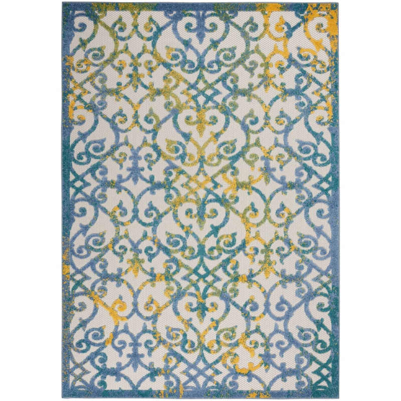 Nourison Aloha Transitional Scroll Indoor/Outdoor Damask Rug