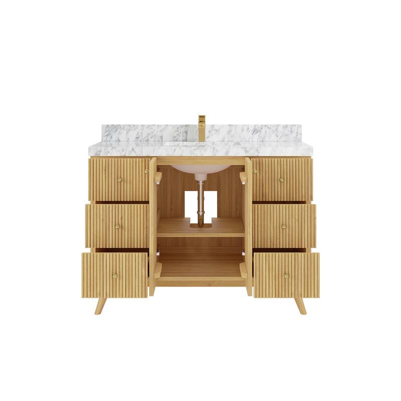 Willow Collections 48 in. W x 22 in. D Pasadena Solid Teak Single Sink Bathroom Vanity with Countertop