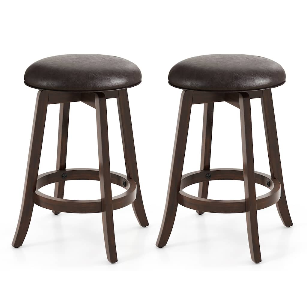 Gymax 24'' Counter Height Stools Set of 2 w/ Swivel Round Seat &