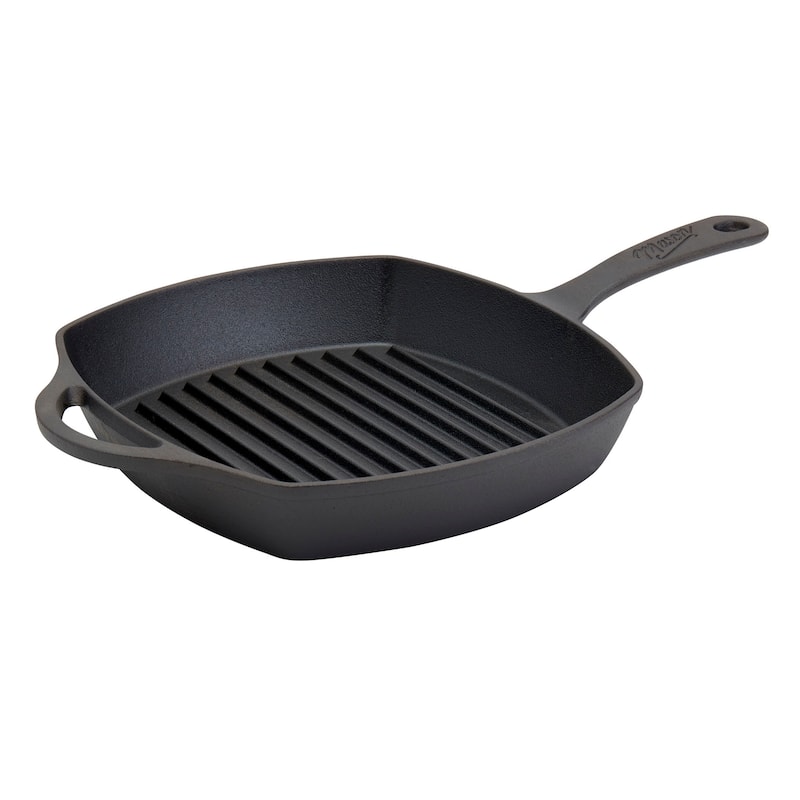Mason Craft & More 10.25inch Pre-seasoned Cast Iron Square Grill Pan with Assist Handle