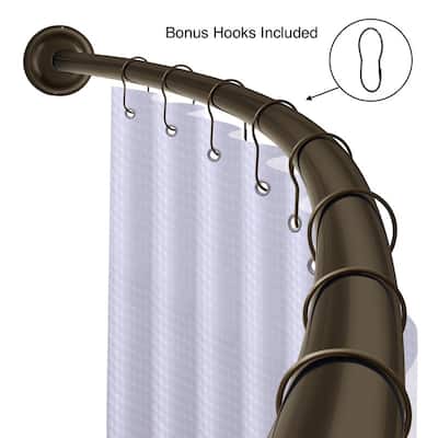 Utopia Alley Rustproof Wall Mounted Single Curved Shower Rod, Aluminum, adjustable from 45" to 72" Wide, Oil Rubbed Bronze
