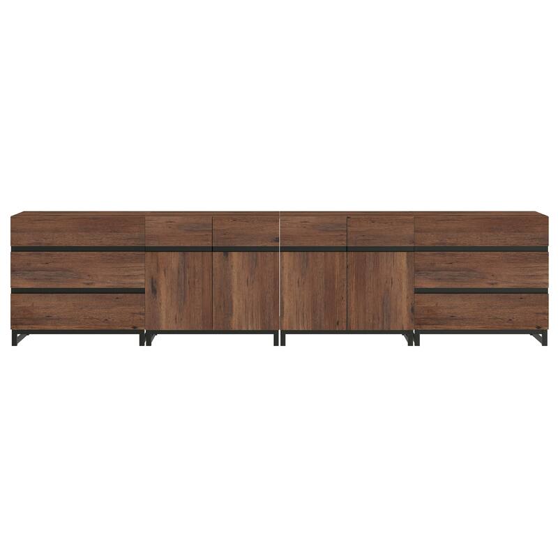 WAMPAT 4 in 1 Multifunctional Sideboard Buffet Cabinets, Modern Sideboard with 6 Drawers and Adjustable Shelves