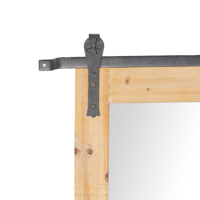 Barn Door Style Wood Industrial Farmhouse Hanging Wall Mirror