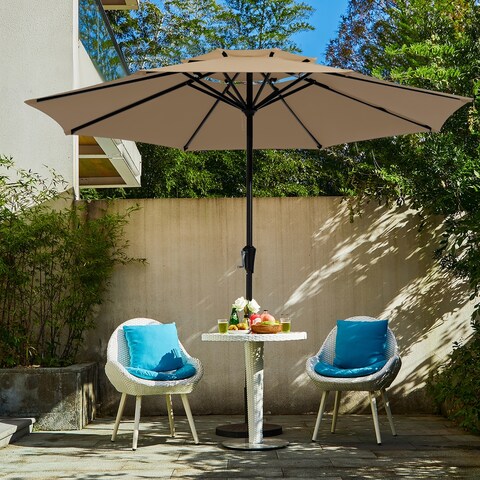 11 ft. 2 -Tiers 8 Sturdy Ribs Outdoor Market Patio Umbrellas With Crank Lift